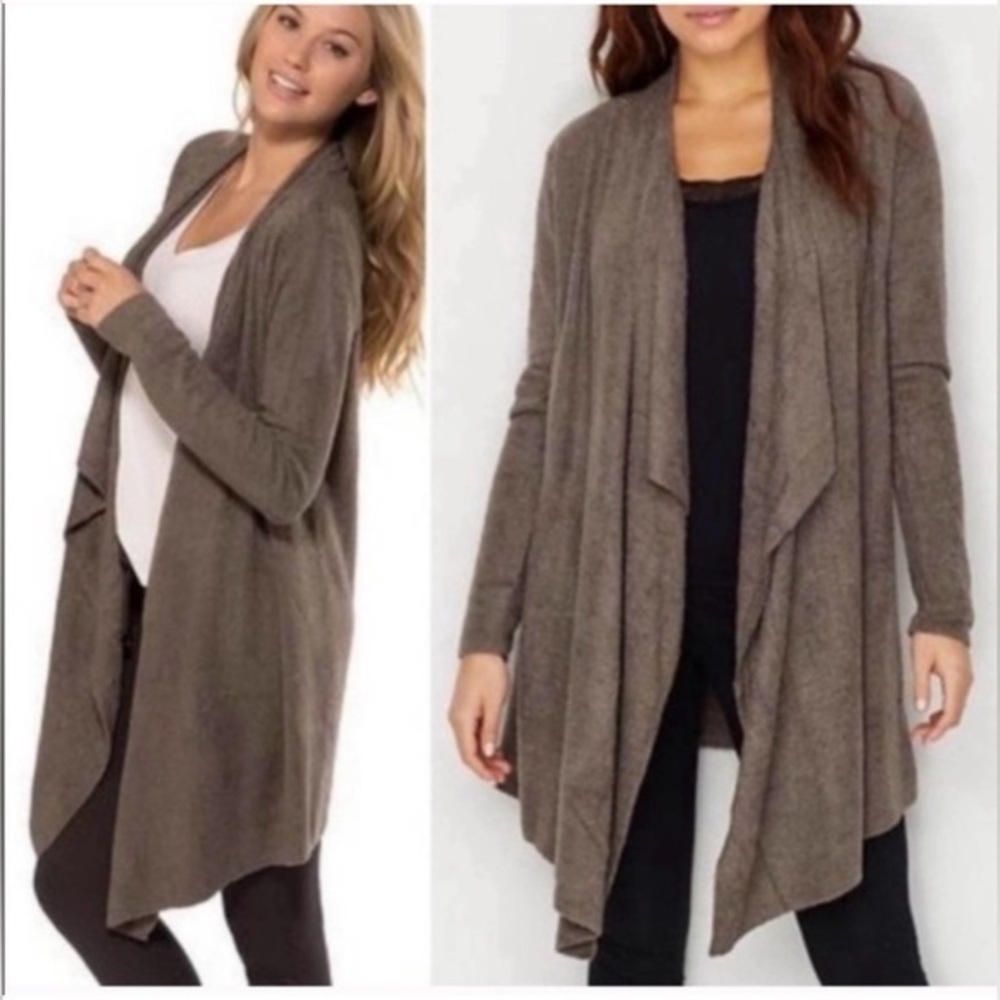 Barefoot Dreams bamboo chic lite brown cardigan
